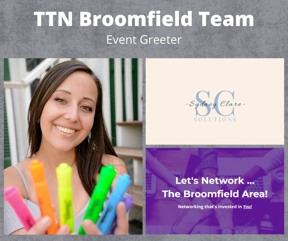 TTN Broomfield Team - Event Greeter -Sydney Clare - Sydney Clare Solutions